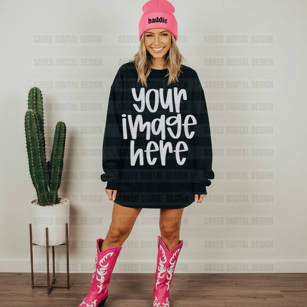 GILDAN BLACK SWEATSHIRT MOCK