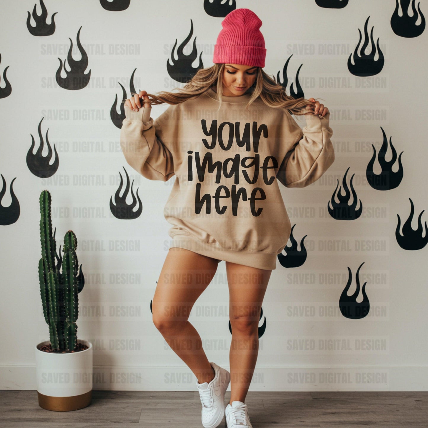 GILDAN SAND SWEATSHIRT MOCK
