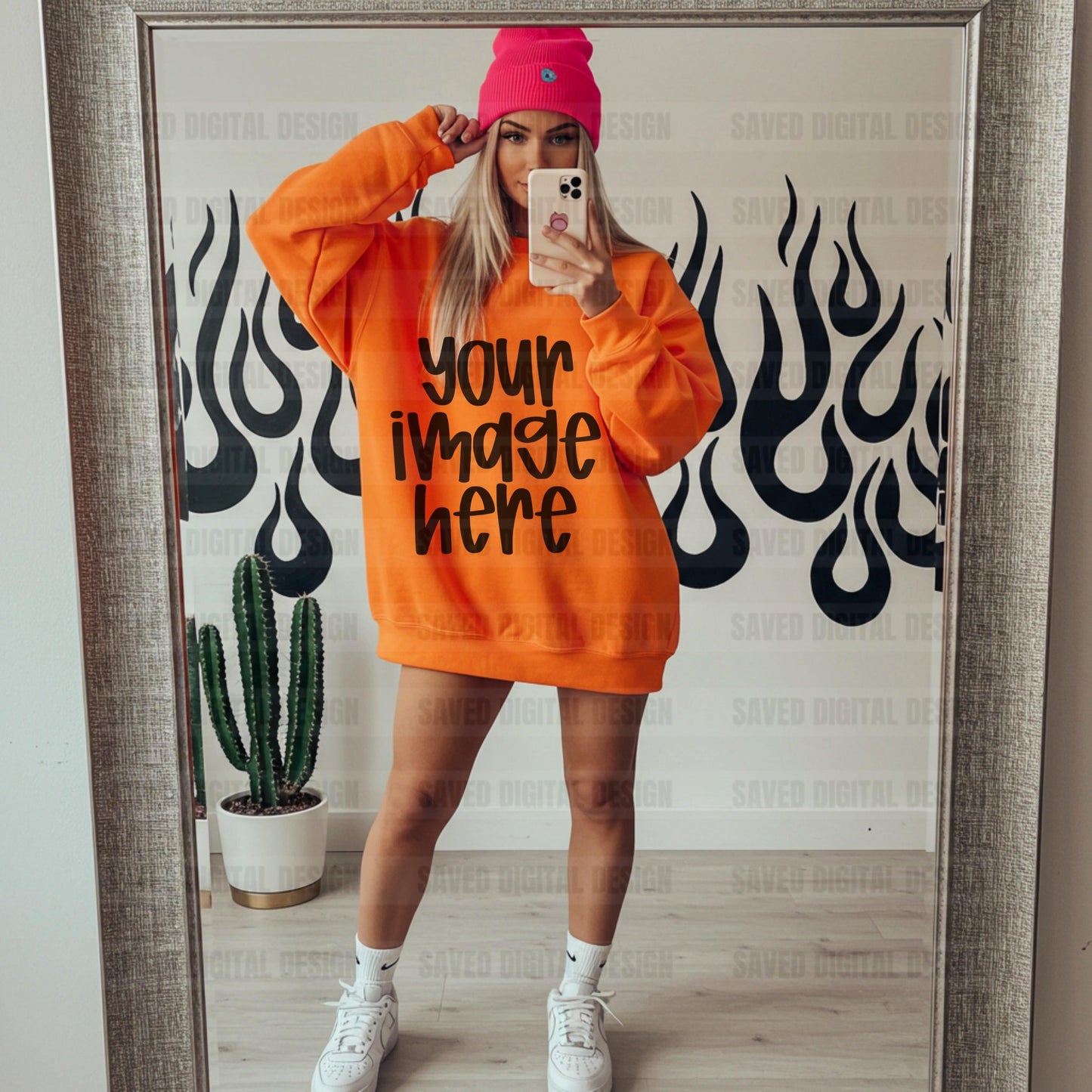 GILDAN ORANGE SWEATSHIRT MOCK