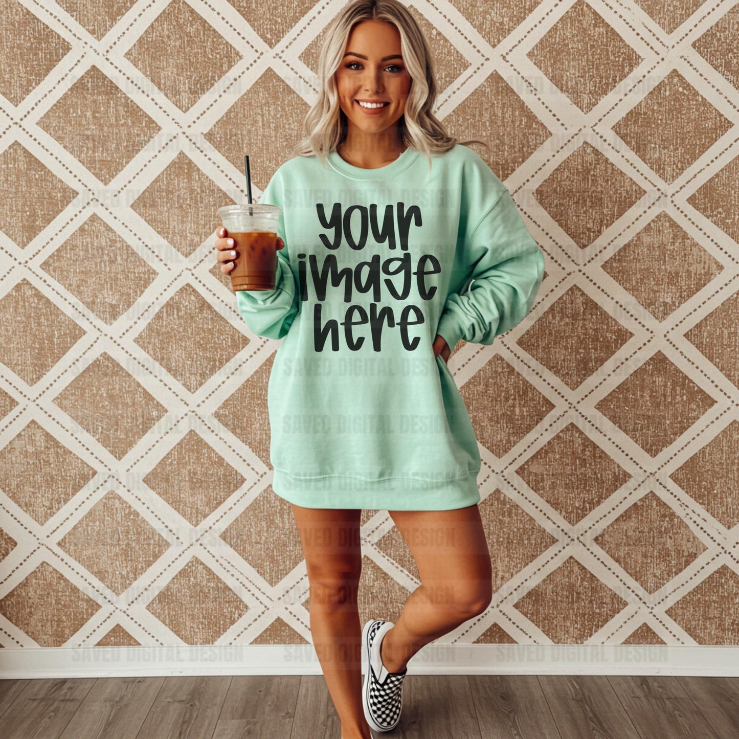 GILDAN MINT GREEN SWEATSHIRT MOCK