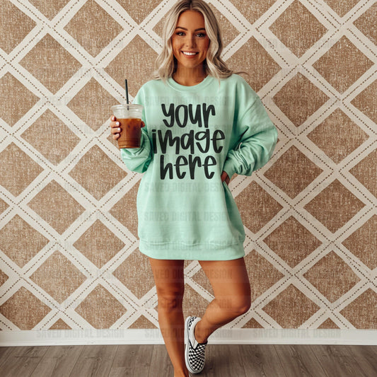 GILDAN MINT GREEN SWEATSHIRT MOCK
