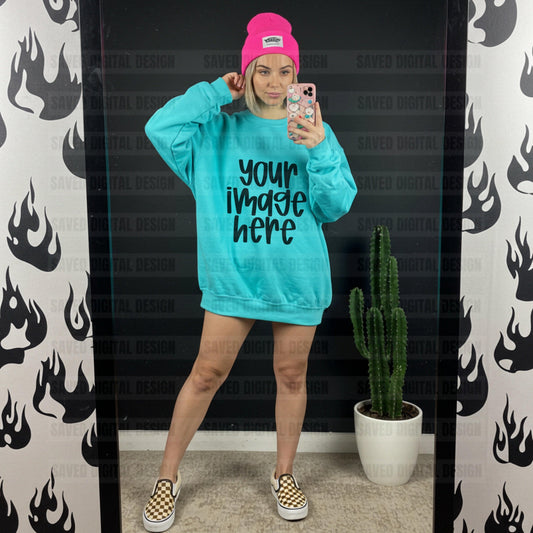 GILDAN TURQUOISE SWEATSHIRT MOCK
