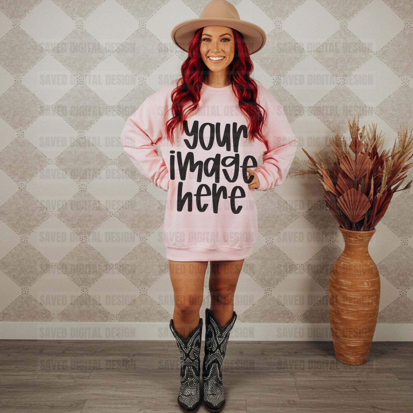 GILDAN LIGHT PINK SWEATSHIRT MOCK