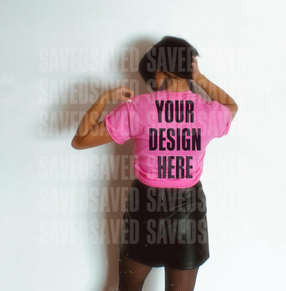 EDGY BABE MOCKS - HOT PINK FRONT + BACK