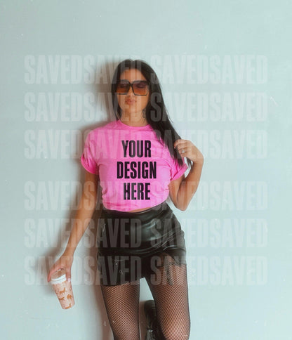 EDGY BABE MOCKS - HOT PINK FRONT + BACK