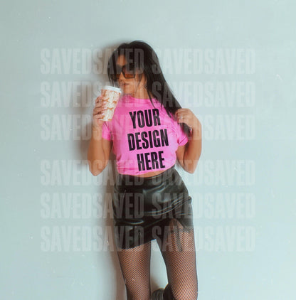 EDGY BABE MOCKS - HOT PINK FRONT + BACK