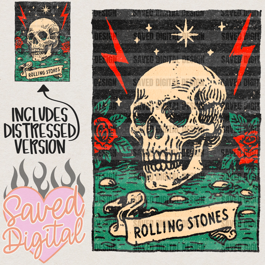 ROLLING STONE SKULL  - INCLUDES REG + DISTRESSED FILE