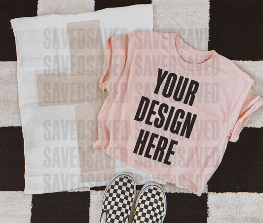 CROSS MOCK LIGHT PINK T-SHIRT