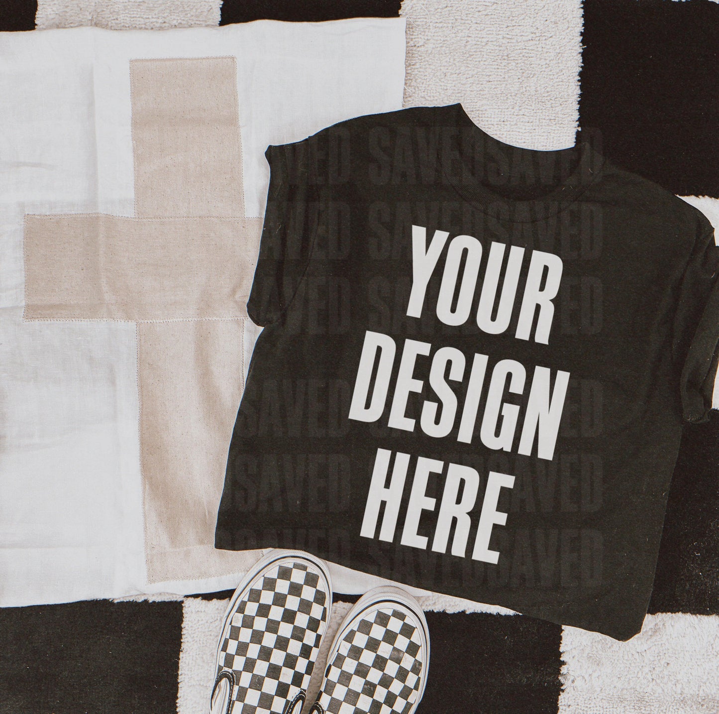 CROSS MOCK BLACK T-SHIRT