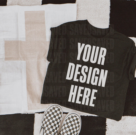 CROSS MOCK BLACK T-SHIRT