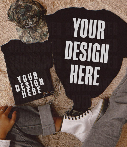 BLACK FRONT + BACK TEE MOCK