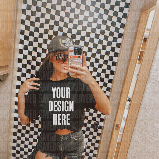 MIRROR MOTO MOCKS BLACK TEE