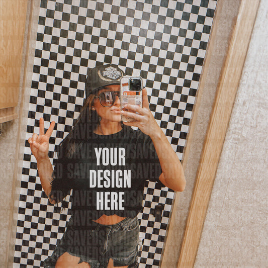 MIRROR MOTO MOCKS BLACK TEE