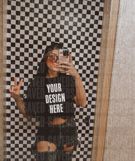 MIRROR MOTO MOCKS BLACK TEE
