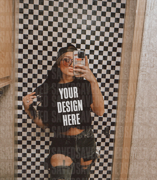 MIRROR MOTO MOCKS BLACK TEE