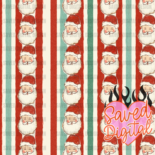 PAINTED STRIPED SANTA SEAMLESS - VINTAGE CHRISTMAS