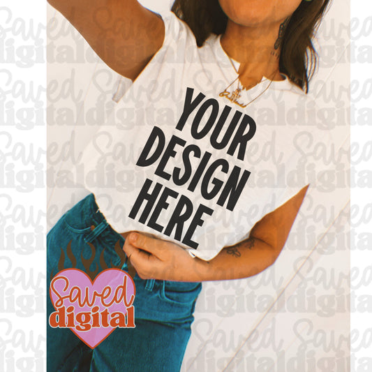 WHITE COMFORT COLOR MODELED MOCK