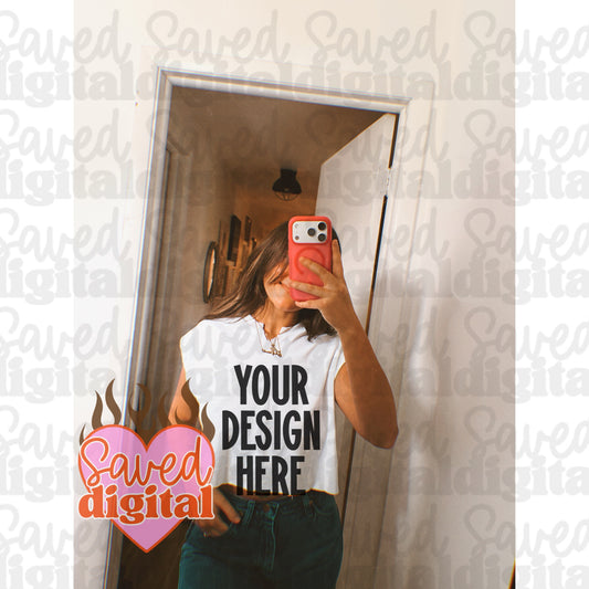 WHITE COMFORT COLOR MODELED MIRROR MOCK
