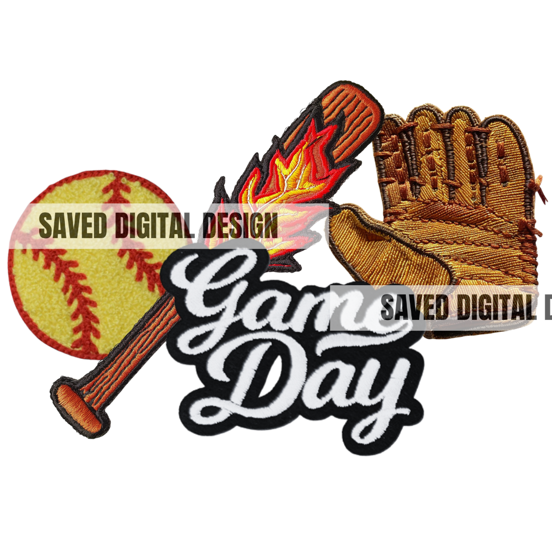 SOFTBALL FAUX HAT PATCH CLUSTER PNG