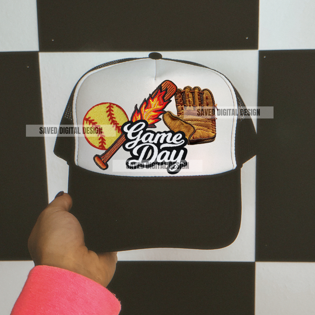 SOFTBALL FAUX HAT PATCH CLUSTER PNG