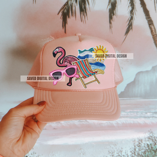 SUMMER FAUX HAT PATCH CLUSTER PNG