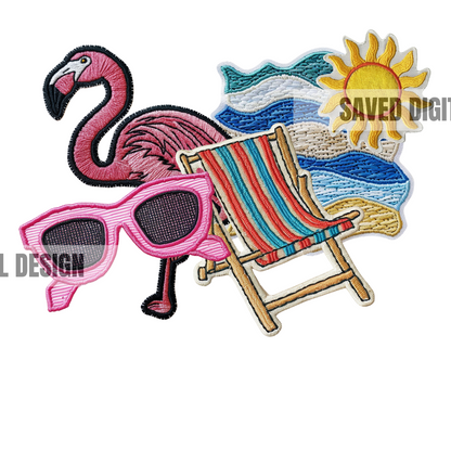 SUMMER FAUX HAT PATCH CLUSTER PNG