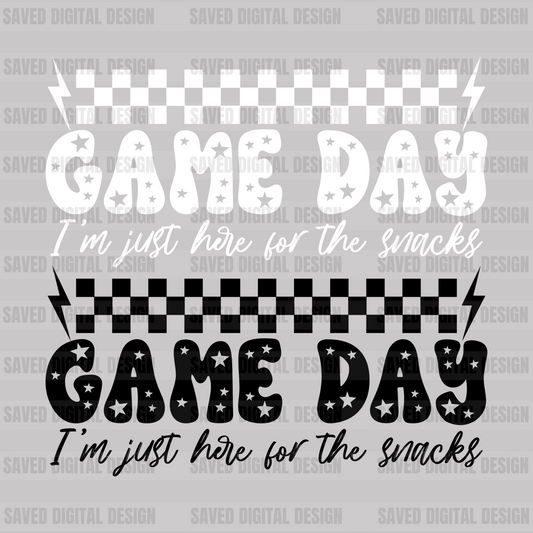 GAME DAY HERE FOR THE SNACKS BLACK + WHITE VERSION