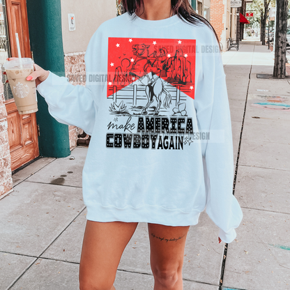 MAKE AMERICA COWBOY AGAIN FRONT + BACK DISTRESSED PNG
