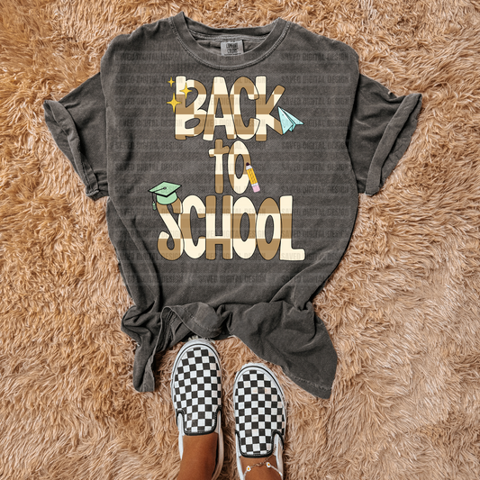 BACK TO SCHOOL CHECKERED BROWN PNG