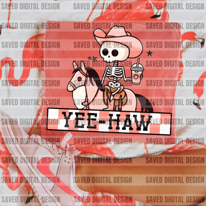 YEE-HAW SKELETON COWGIRL PNG