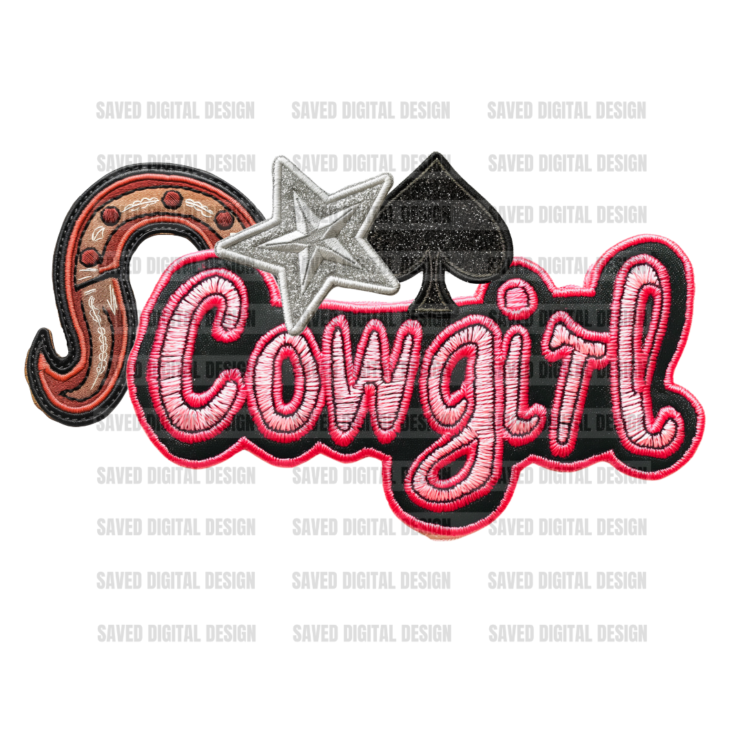COWGIRL FAUX HAT PATCH CLUSTER PNG