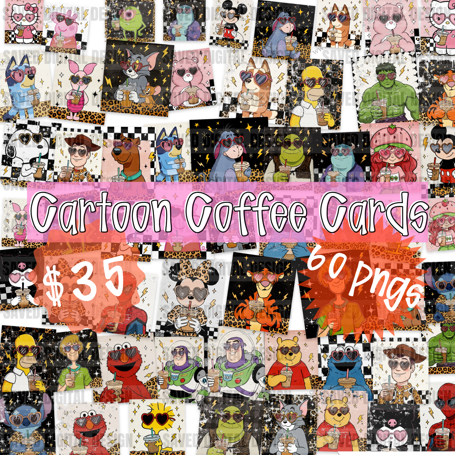 CHARACTER COFFEE CARDS - CARTOONS - bundle