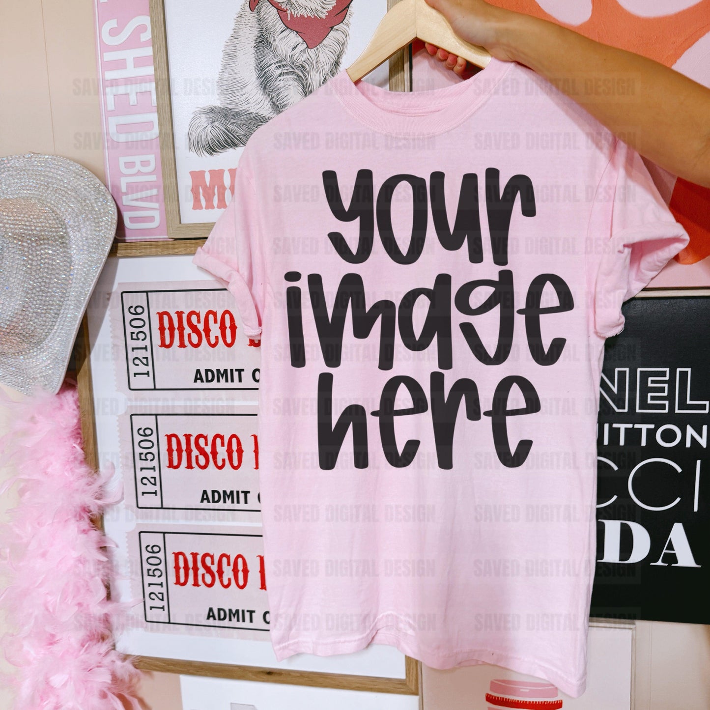 GILDAN LIGHT PINK TEE MOCK