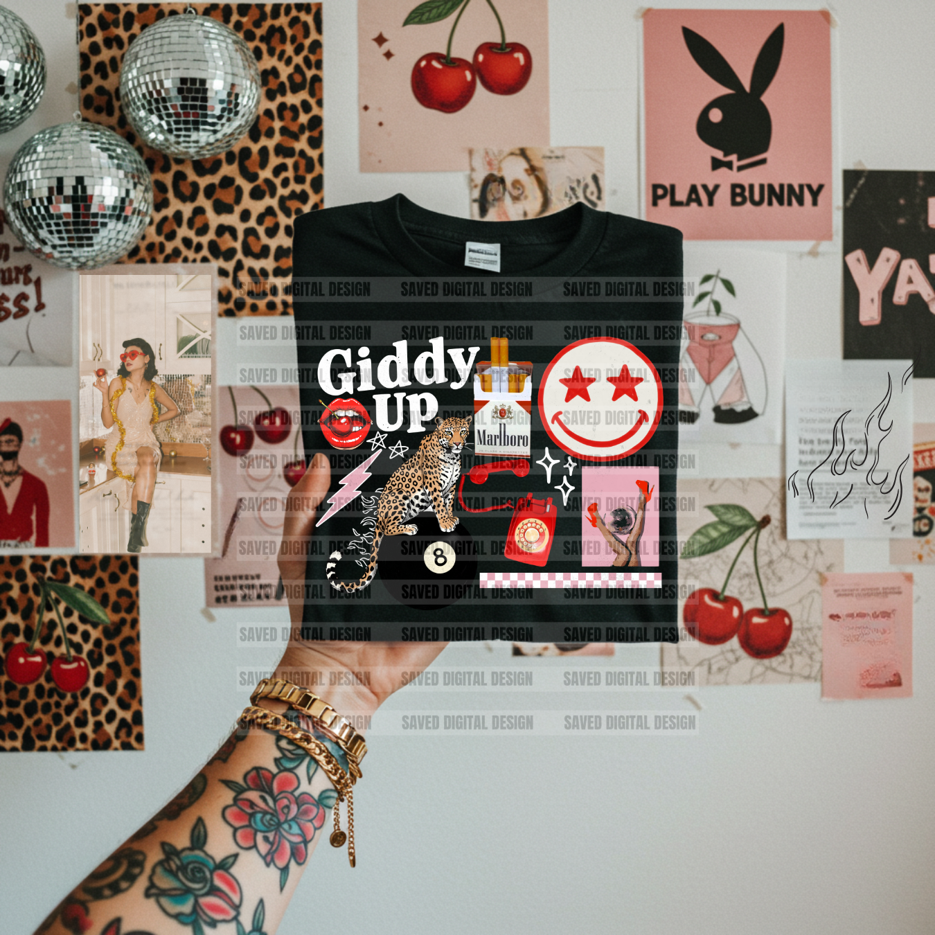 GIDDY UP COLLAGE BLK + WHT INCLUDED