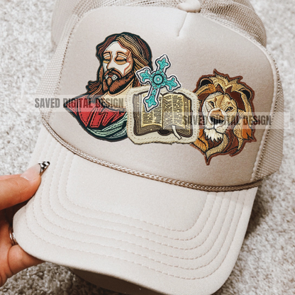 JESUS IS KING FAUX HAT PATCH CLUSTER PNG