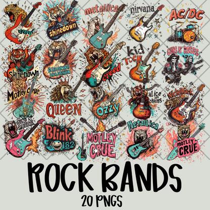 ROCK BAND BUNDLE OF 20 PNG'S