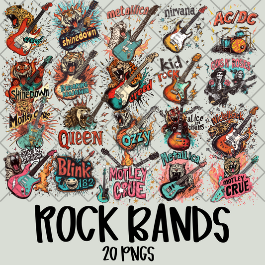 ROCK BAND BUNDLE OF 20 PNG'S