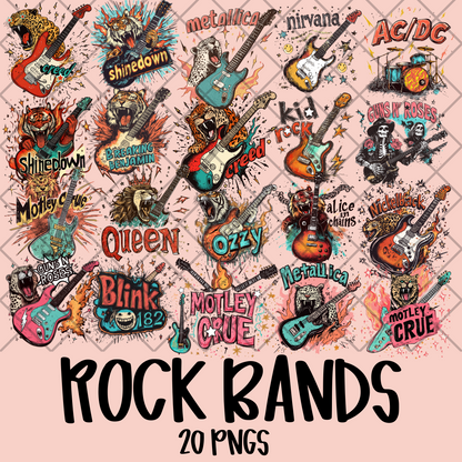 ROCK BAND BUNDLE OF 20 PNG'S