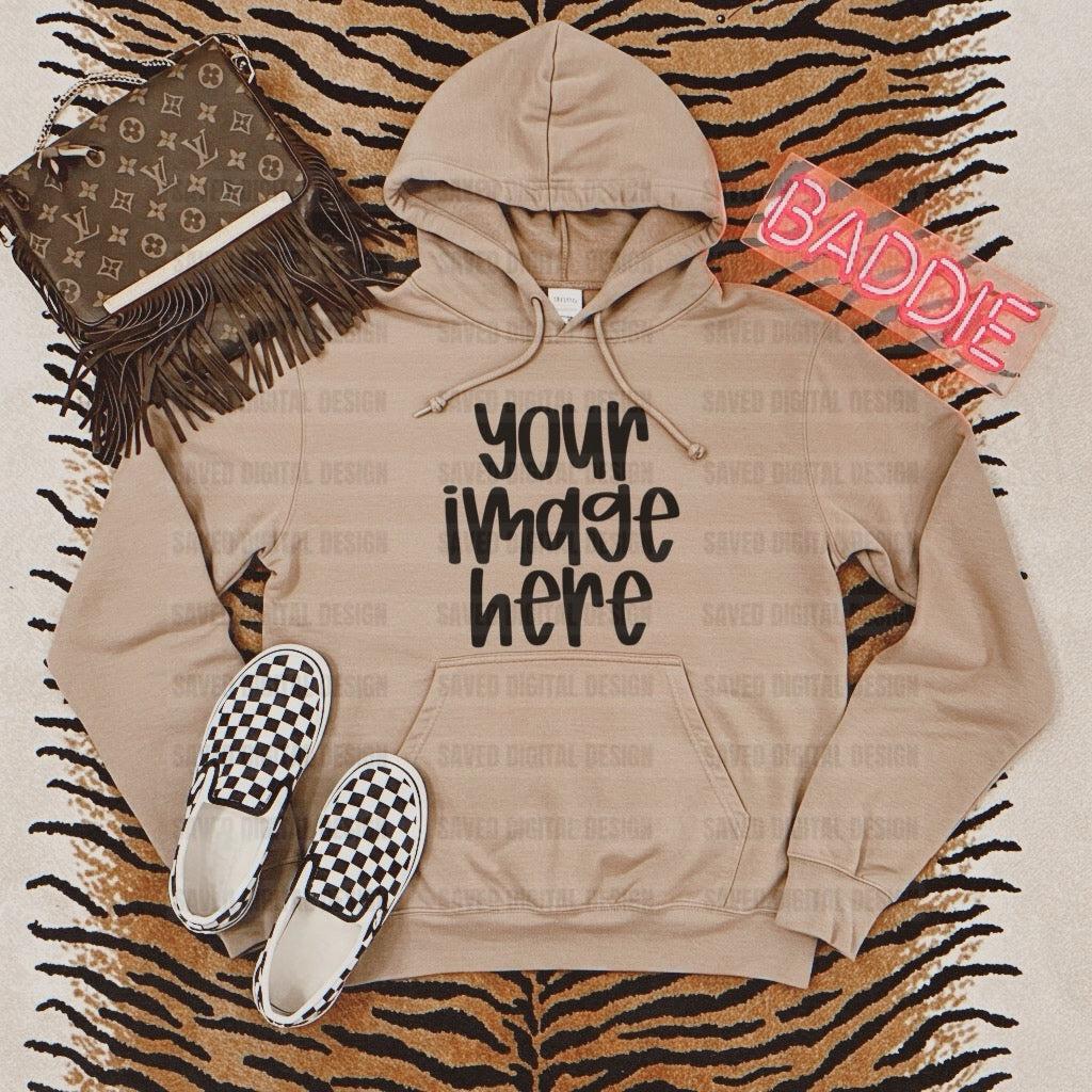 GILDAN SAND HOODIE MOCK