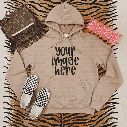 GILDAN SAND HOODIE MOCK