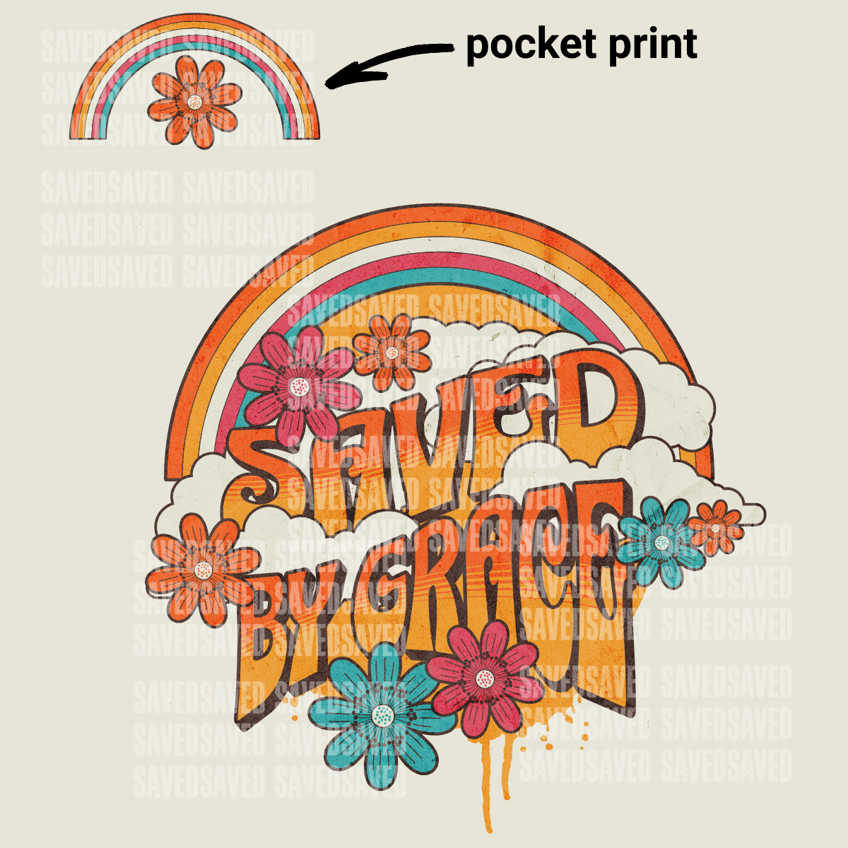 SAVED BY GRACE RAINBOW PNG