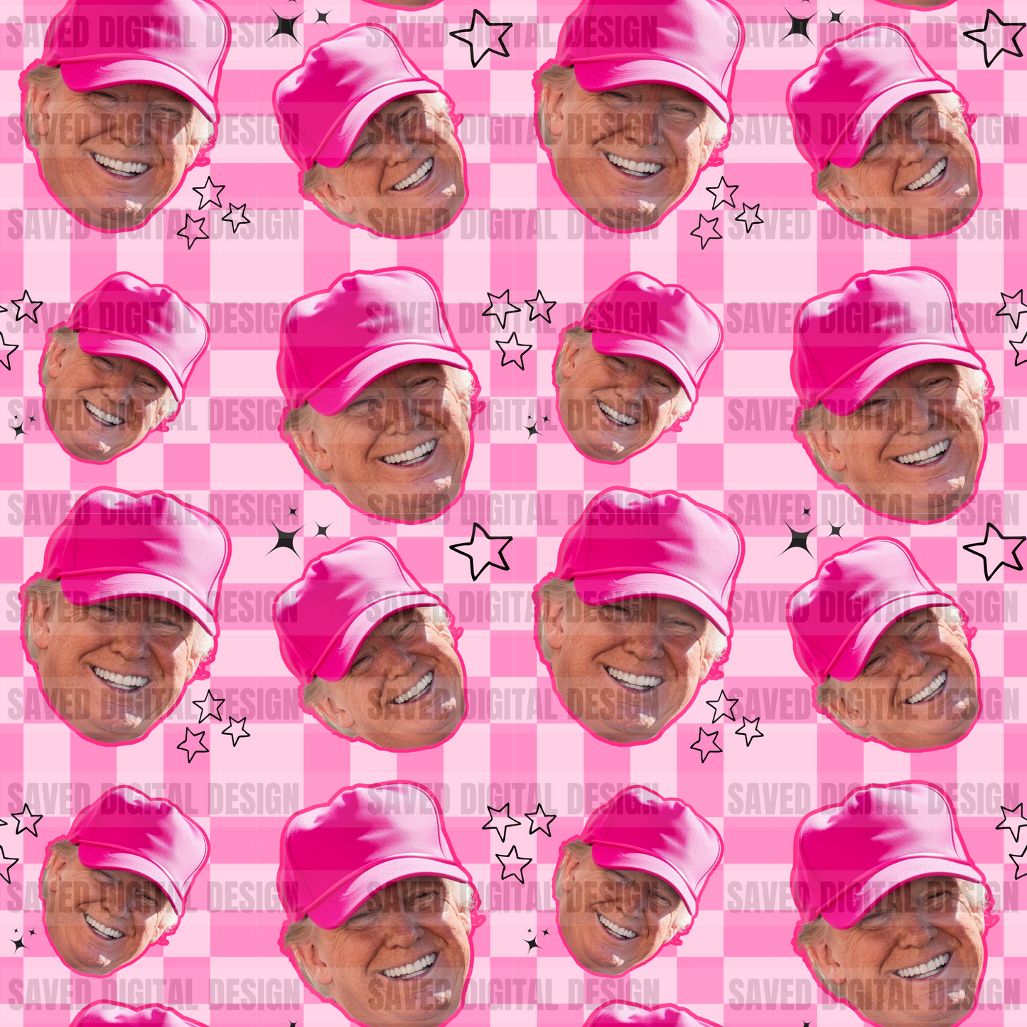 DONALD PRES PINK CHECKERED SEAMLESS PNG
